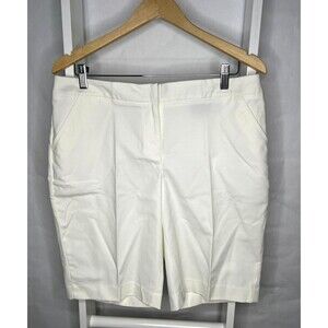 Rafaella White Bermuda Shorts NEW Womens 10 Curvy 10" Inseam Mid Rise Flat Front